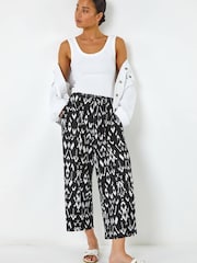 Roman Black Petite Aztec Print Stretch Trousers - Image 1 of 5