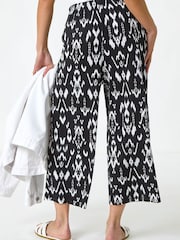 Roman Black Petite Aztec Print Stretch Trousers - Image 2 of 5