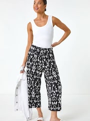 Roman Black Petite Aztec Print Stretch Trousers - Image 3 of 5