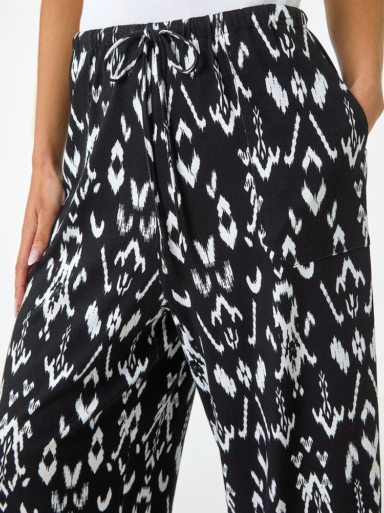 Roman Black Petite Aztec Print Stretch Trousers - Image 5 of 5