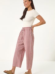 Roman Red Petite Gingham Stretch Cropped Trousers - Image 1 of 5