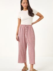 Roman Red Petite Gingham Stretch Cropped Trousers - Image 2 of 5
