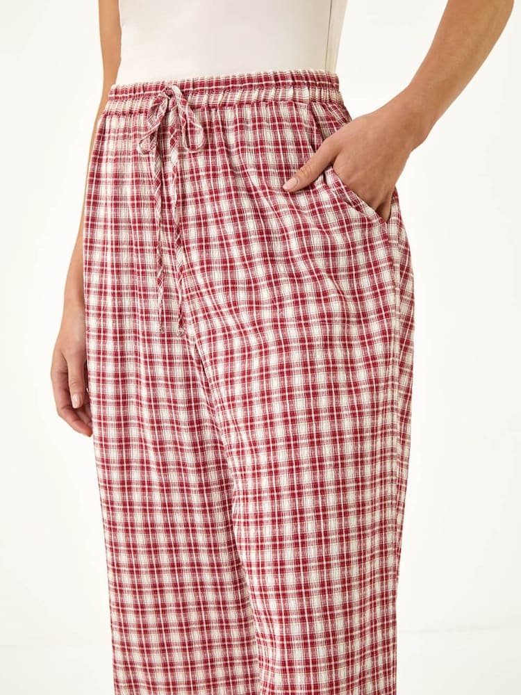 Roman Red Petite Gingham Stretch Cropped Trousers - Image 5 of 5