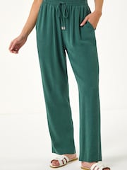 Roman Green Petite Linen Mix Tie Waist Trousers - Image 4 of 5