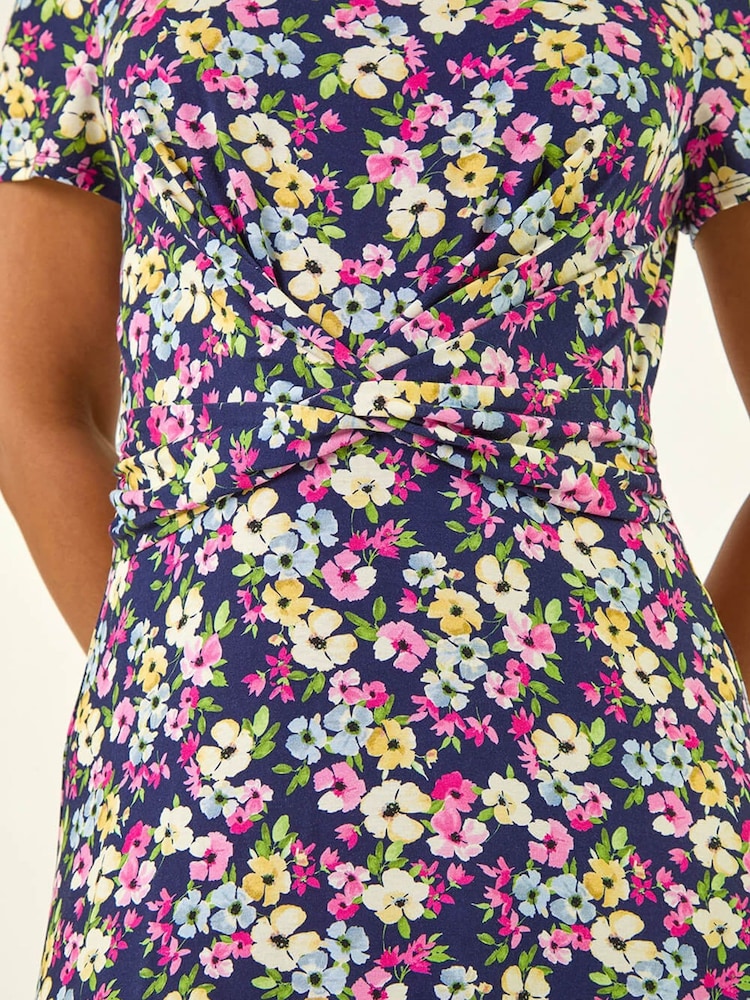 Roman Blue Petite Twist Front Dress - Image 5 of 5