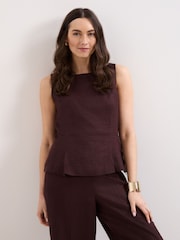 Phase Eight Brown Isabelle Linen Top - Image 1 of 6