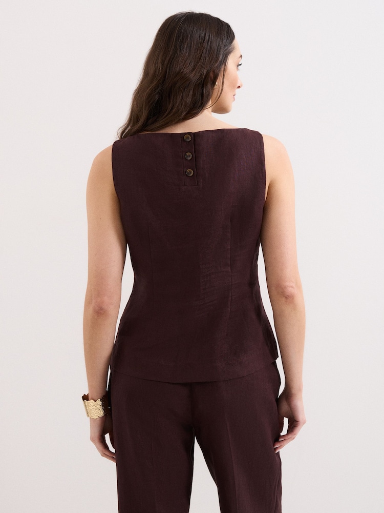 Phase Eight Brown Isabelle Linen Top - Image 2 of 6