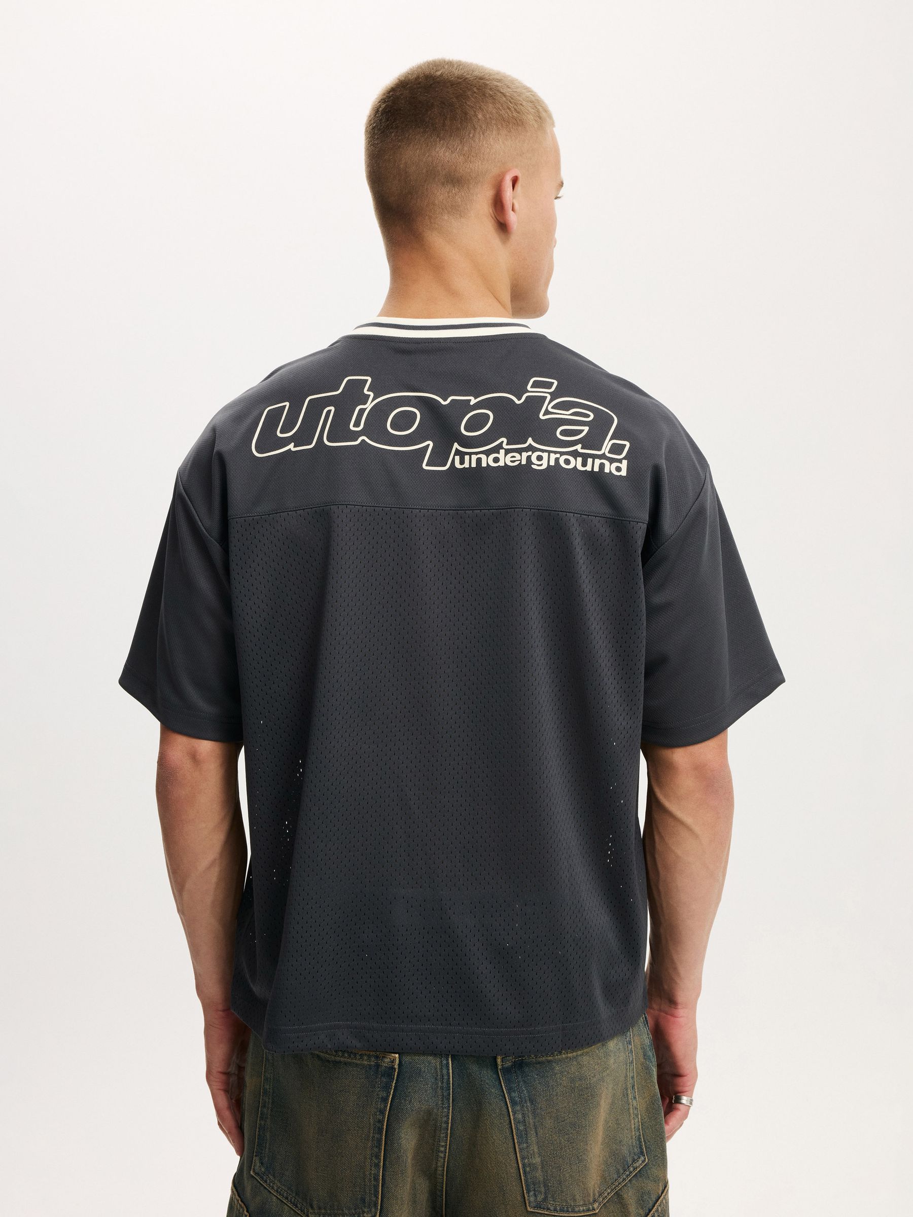Buy Cotton On Washed Black / Ninety-Six Football Jersey from Next USA