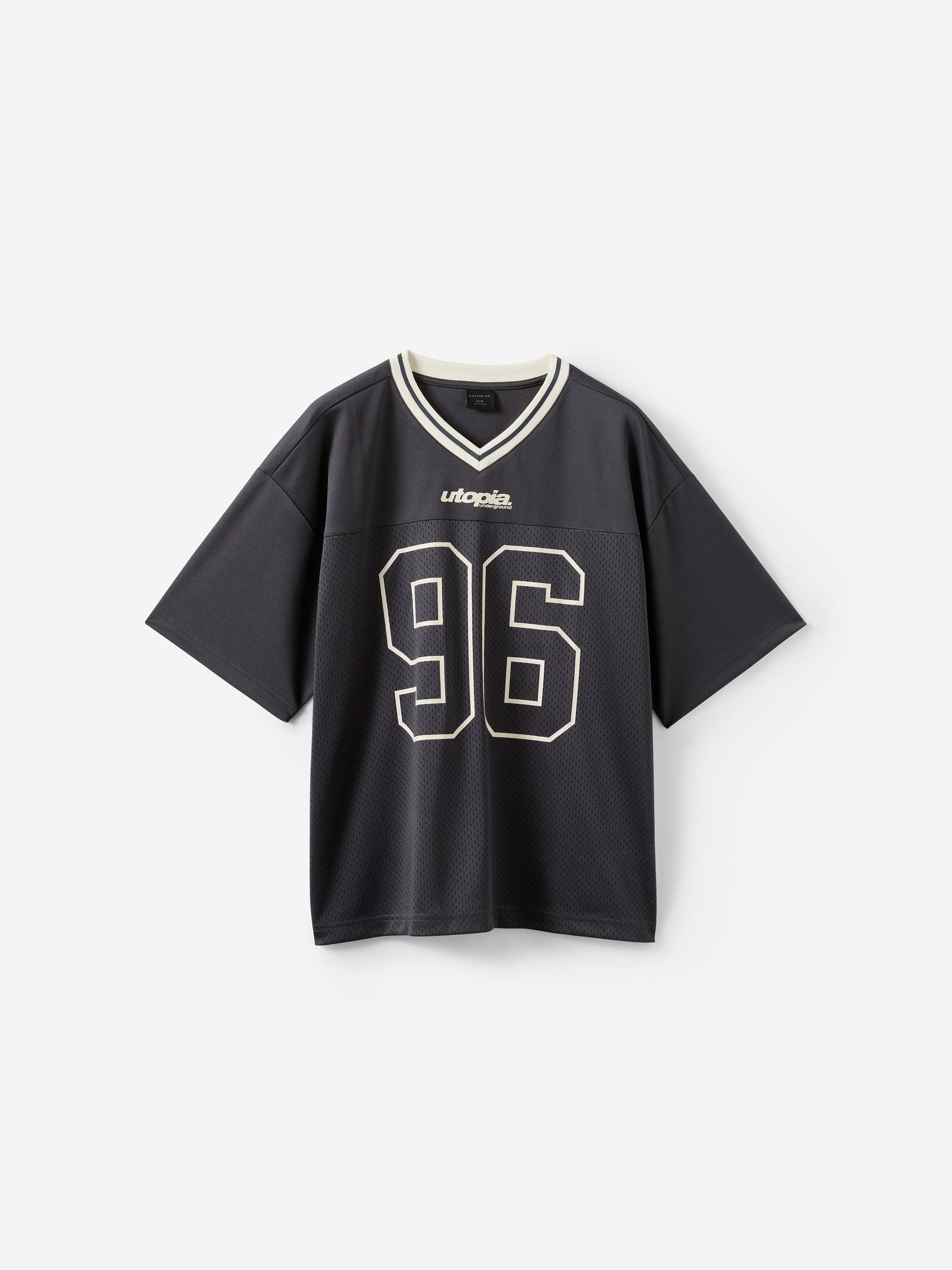 Buy Cotton On Washed Black / Ninety-Six Football Jersey from Next USA