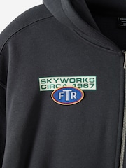 Cotton On Black Cropped Zip Up Graphic Hoodie - Image 6 of 7