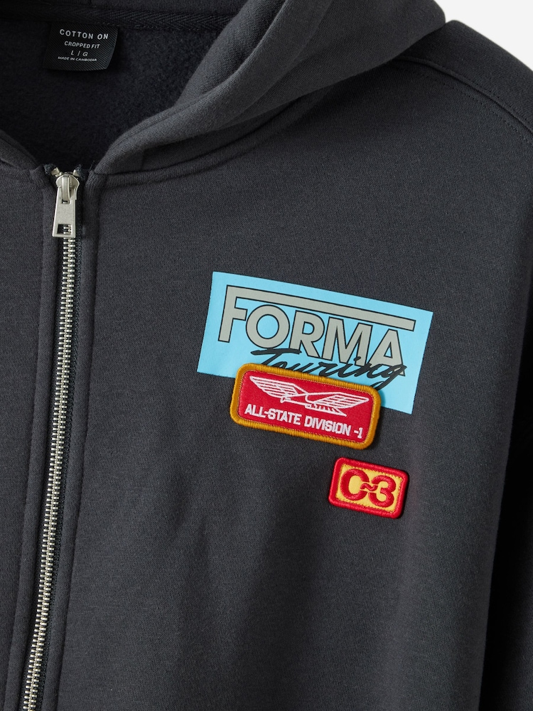 Cotton On Black Cropped Zip Up Graphic Hoodie - Image 7 of 7 Cotton On Black Cropped Zip Up Graphic Hoodie - Image 7 of 7