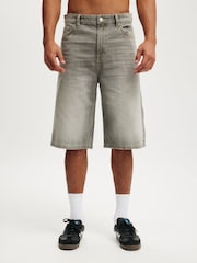 Cotton On Grey Super Baggy Jort Shorts - Image 1 of 8