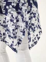 Roman Blue Curve Floral Lace Tunic Top - Image 5 of 5