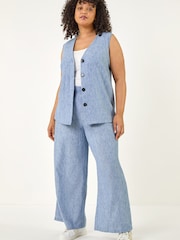 Roman Blue Curve Wide Leg Trousers - Image 1 of 5