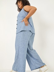 Roman Blue Curve Wide Leg Trousers - Image 2 of 5