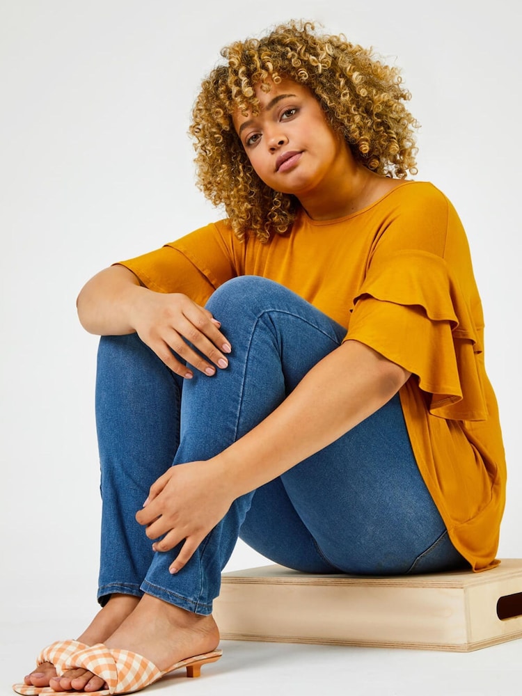 Roman Blue Curve Stretch Denim Leggings - Image 1 of 4