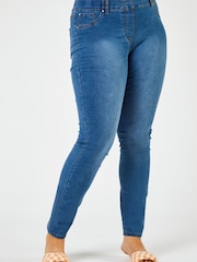 Roman Blue Curve Stretch Denim Leggings - Image 3 of 4