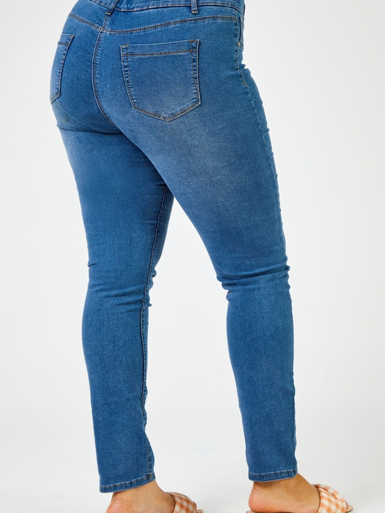 Roman Blue Curve Stretch Denim Leggings - Image 4 of 4