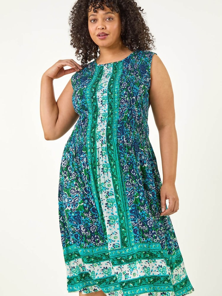 Roman Blue Curve Paisley Print Midi Dress - Image 2 of 5