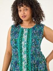 Roman Blue Curve Paisley Print Midi Dress - Image 4 of 5