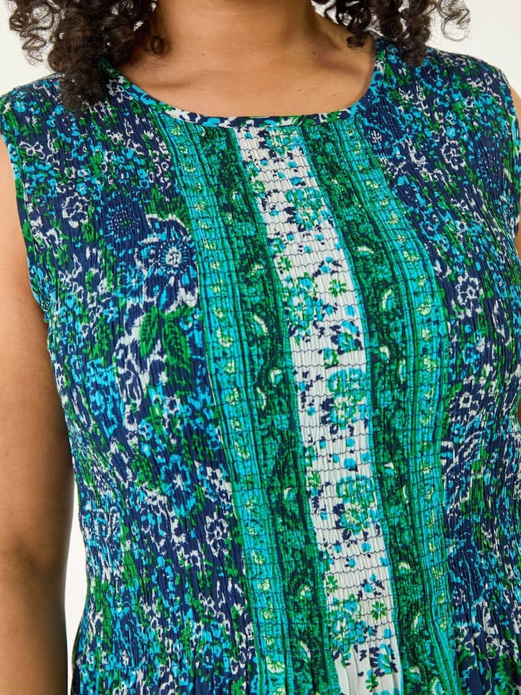 Roman Blue Curve Paisley Print Midi Dress - Image 5 of 5
