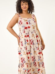 Roman Natural Curve Ditsy Floral Strap Midi Dress - Image 2 of 5
