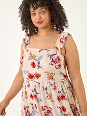 Roman Natural Curve Ditsy Floral Strap Midi Dress - Image 4 of 5