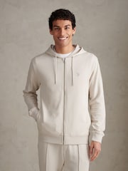 U.S. Polo Assn Cream Double Horsemen Interlock Zip Hoodie - Image 2 of 8