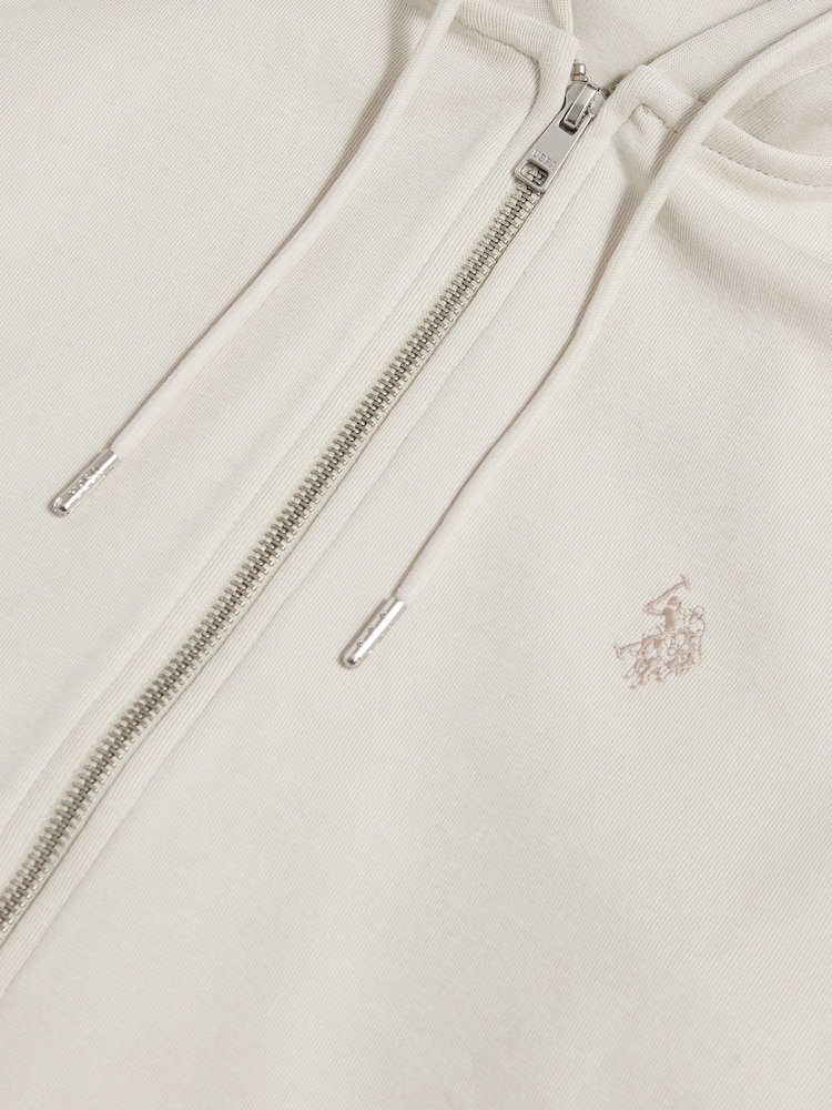 U.S. Polo Assn Cream Double Horsemen Interlock Zip Hoodie - Image 8 of 8 U.S. Polo Assn Cream Double Horsemen Interlock Zip Hoodie - Image 8 of 8