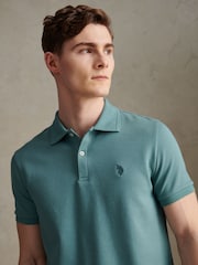 U.S. Polo Assn. Green Twill Texture Polo Shirt - Image 4 of 7