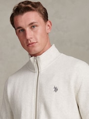 ホワイト - U.S. Polo Assn Herringbone Zip Funnel Sweatshirt - 画像 4 / 9