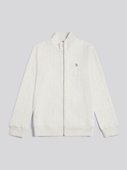 ホワイト - U.S. Polo Assn Herringbone Zip Funnel Sweatshirt - 画像 6 / 9