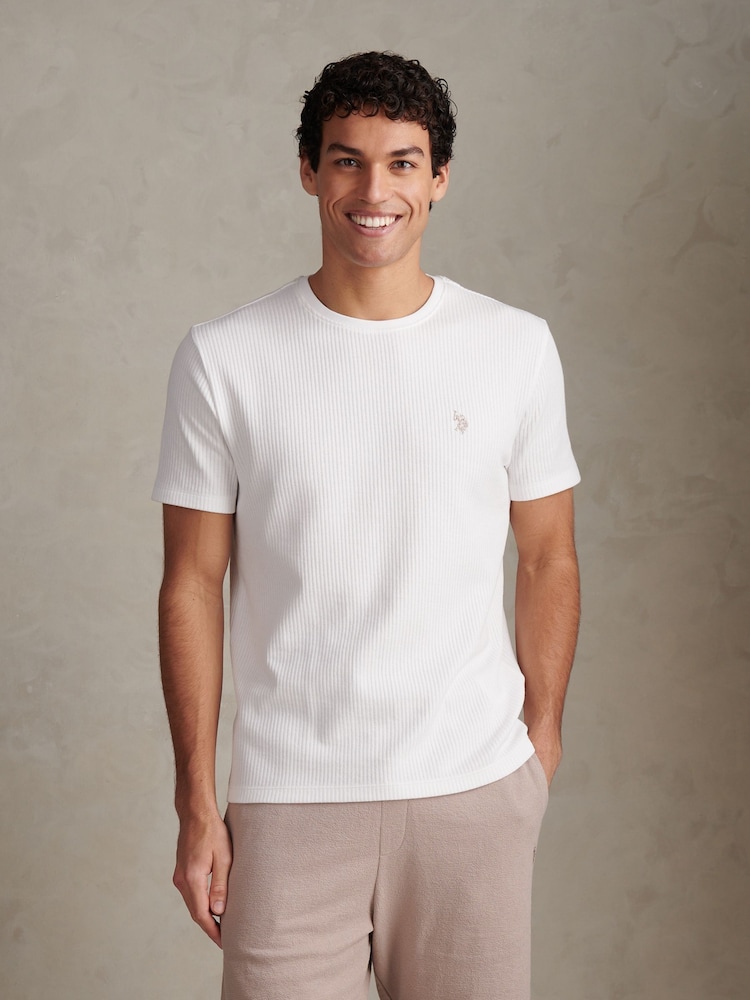 U.S. Polo Assn White Rib Texture T-Shirt - Image 1 of 7