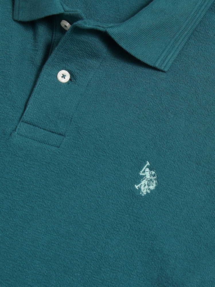 Verde - U.S. Polo Assn Texture Terry Polo Shirt - Imaginea 7 din 7