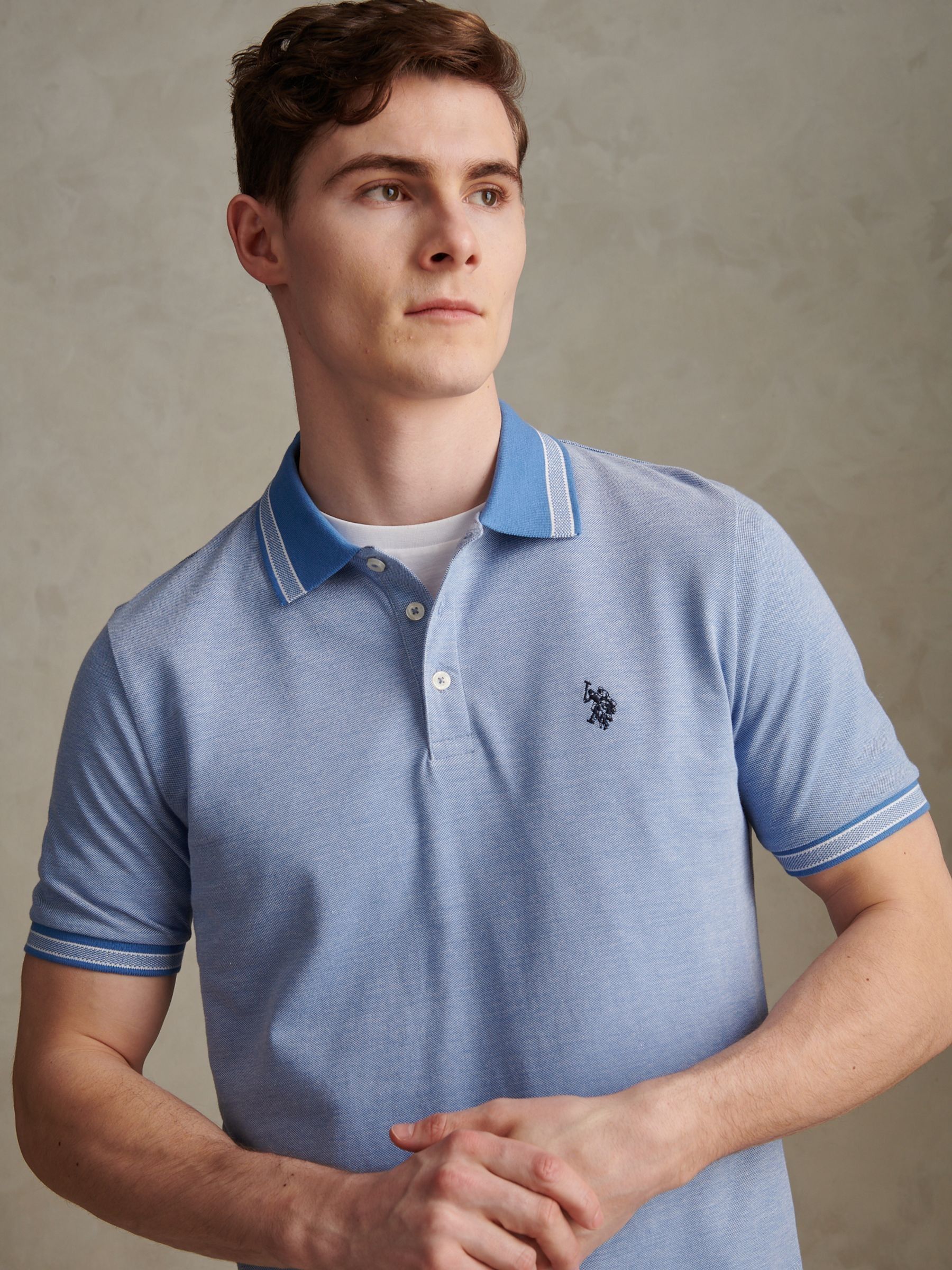 Buy U.S. Polo Assn Blue Two Tone Tipped Pique Polo Shirt from Next USA