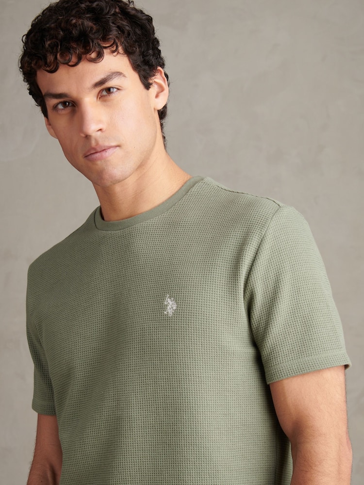 U.S. Polo Assn Green Waffle Jersey T-Shirt - Image 2 of 7