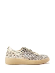 Moda in Pelle Gold Alessio Embellished Gum Sole Trainers - Image 1 of 3