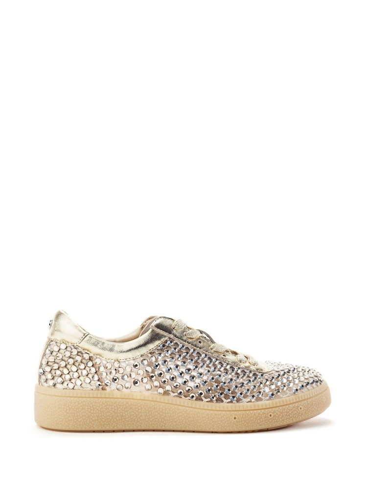 Moda in Pelle Gold Alessio Embellished Gum Sole Trainers - Image 1 of 3 Moda in Pelle Gold Alessio Embellished Gum Sole Trainers - Image 1 of 3