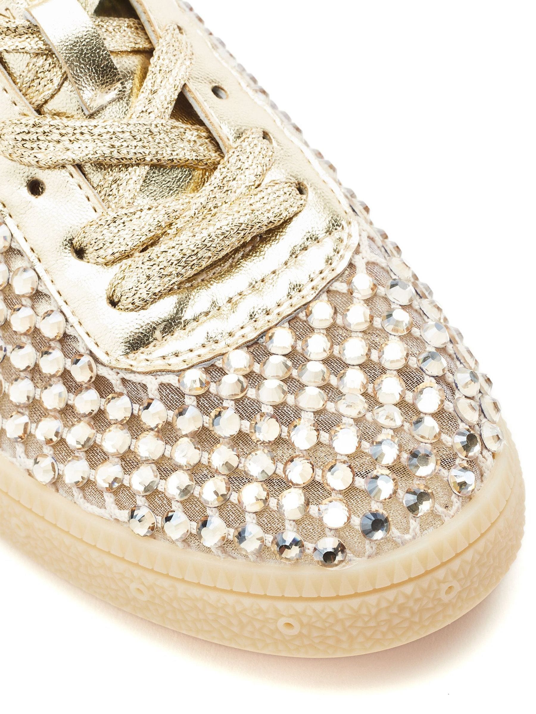 Buy Moda in Pelle Gold Alessio Embellished Gum Sole Trainers from