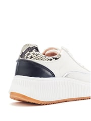 Moda in Pelle White Baretti Leather Chunky Sole Lace Up Trainers - Image 3 of 4