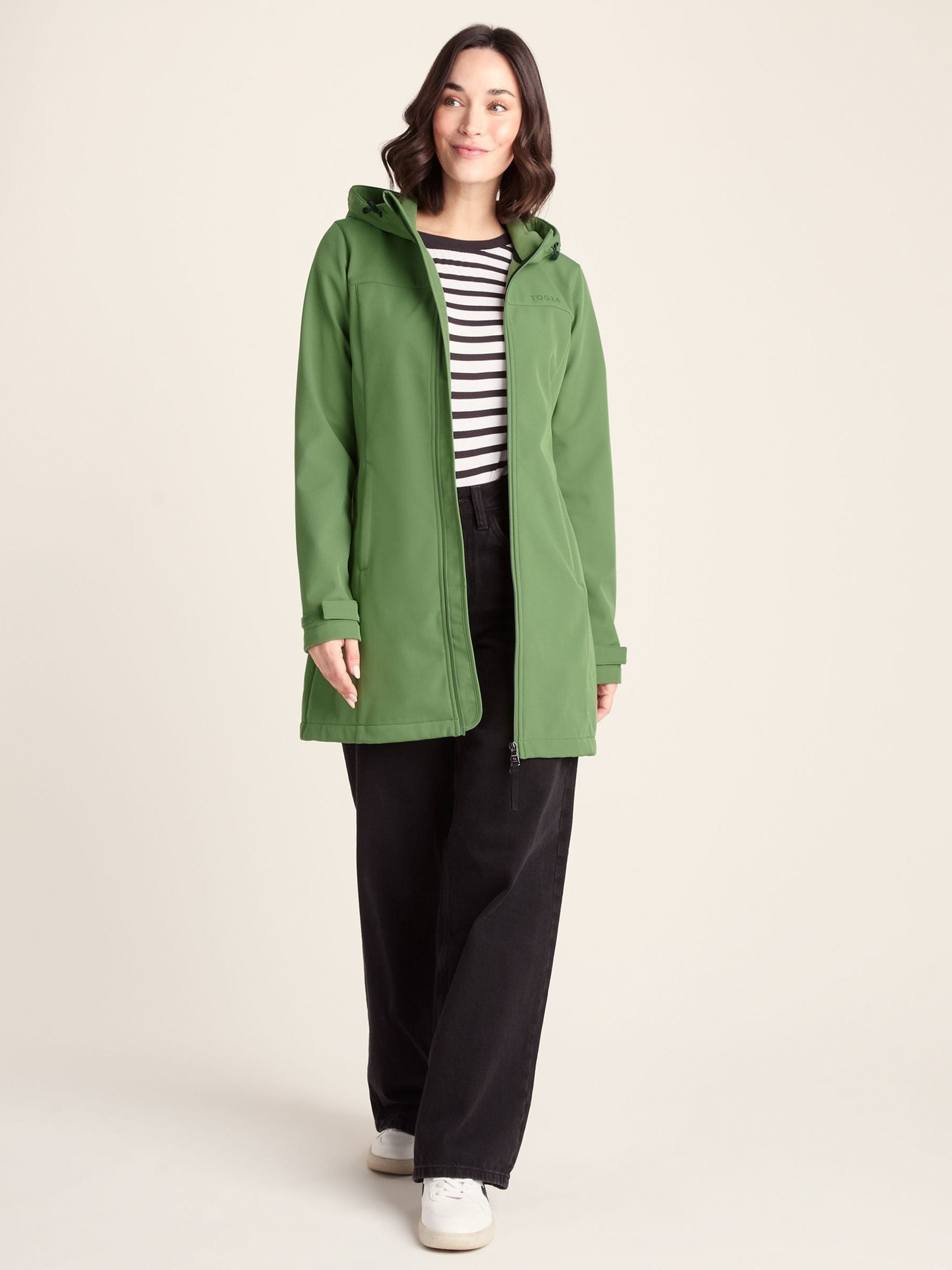 Tog 24 Women's Green Long Keld Shower Resistant Hooded Softshell Jacket - Image 2