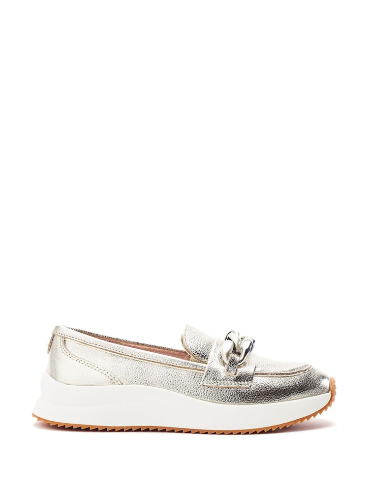 Moda in Pelle Gold Sorrento Leather Hybrid Shoes With Snaffle Trim - Image 1 of 3