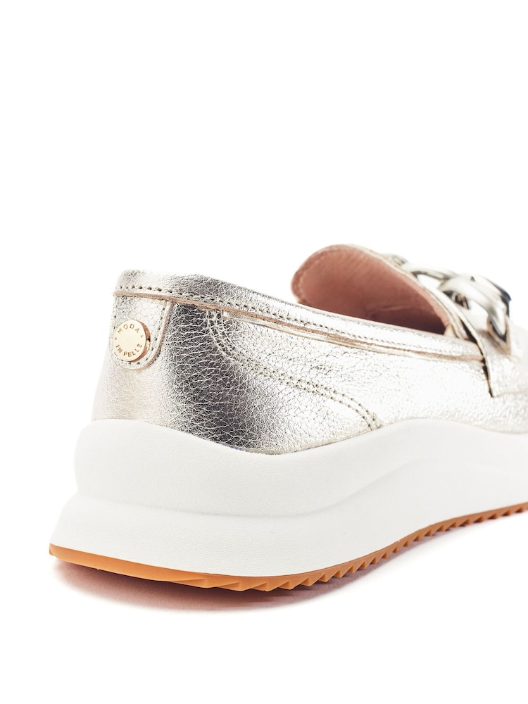Moda in Pelle Gold Sorrento Leather Hybrid Shoes With Snaffle Trim - Image 2 of 3