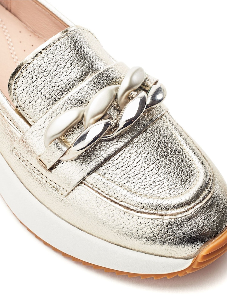 Moda in Pelle Gold Sorrento Leather Hybrid Shoes With Snaffle Trim - Image 3 of 3