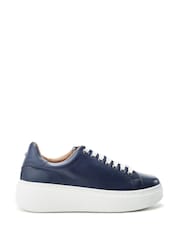 Moda in Pelle Blue Cherrie Leather Slab Sole Trainers - Image 1 of 2