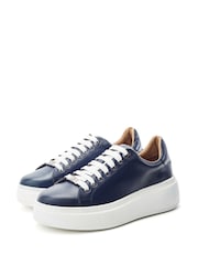 Moda in Pelle Blue Cherrie Leather Slab Sole Trainers - Image 2 of 2