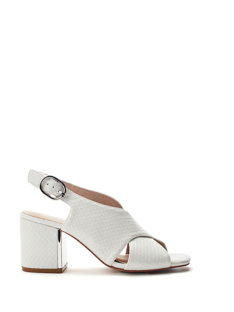 Moda in Pelle White Naylani Block Heel Sandals With V Shaped Upper - Image 1 of 3