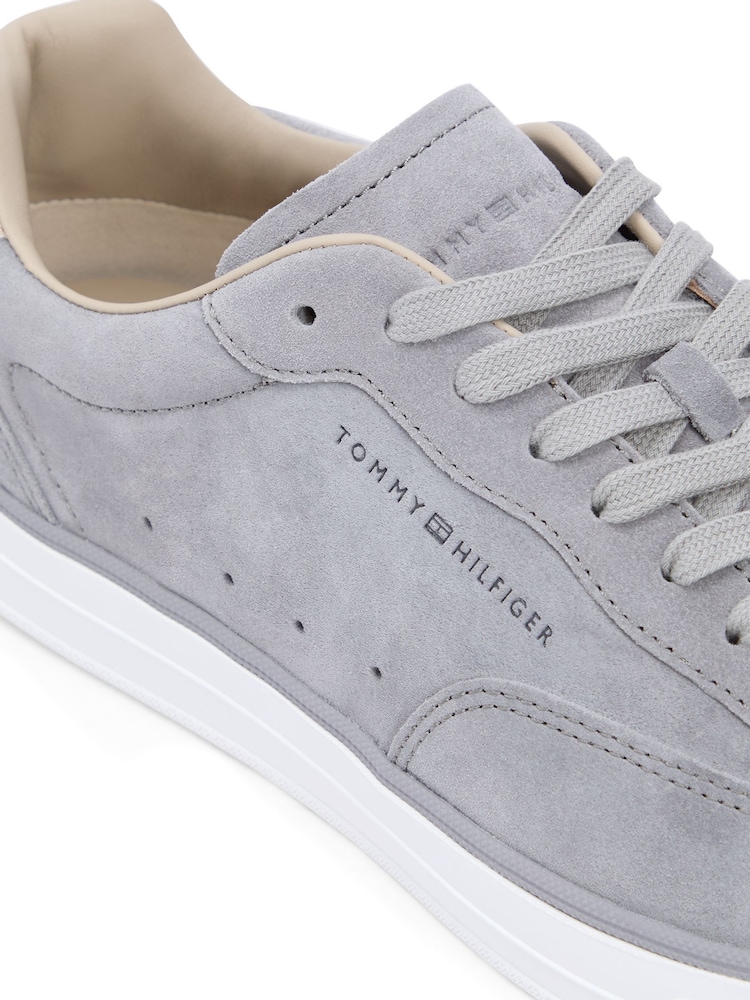 Tommy Hilfiger Grey Luxe Embossed Logo Suede Trainers - Image 6 of 6