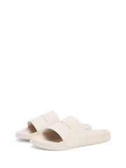 Tommy Hilfiger Brown Logo Textured Pool Slides - Image 4 of 6