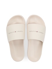 Tommy Hilfiger Brown Logo Textured Pool Slides - Image 5 of 6